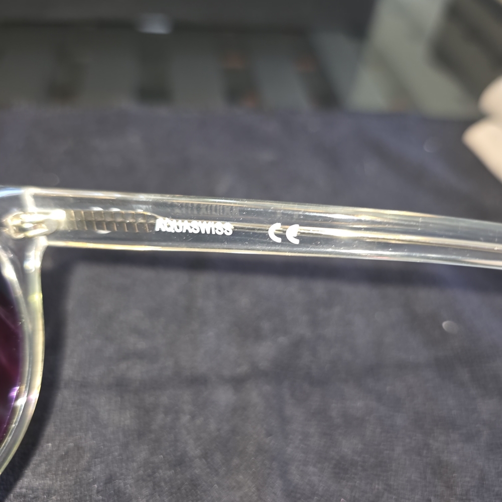 AQS Clear Frame Sunglasses with Green Lenses - Picture 5 of 5
